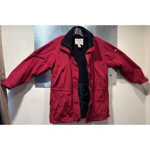 Eddie Bauer POLARTEC Fleece & Quilt Lined Full ZIp Barn Chore Parka Jacket Red S
